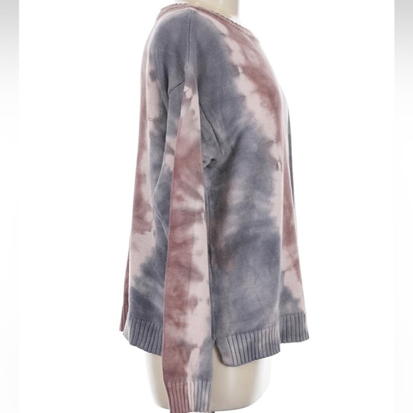 All Worthy Tie Dye Oversized Knit Sweater Gray/Pink Size Medium - Picture 4 of 8